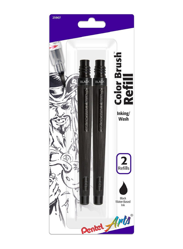 

Pentel Water Based Color Brush Pen Refill Ink Cartridges, 2 Pieces, Black