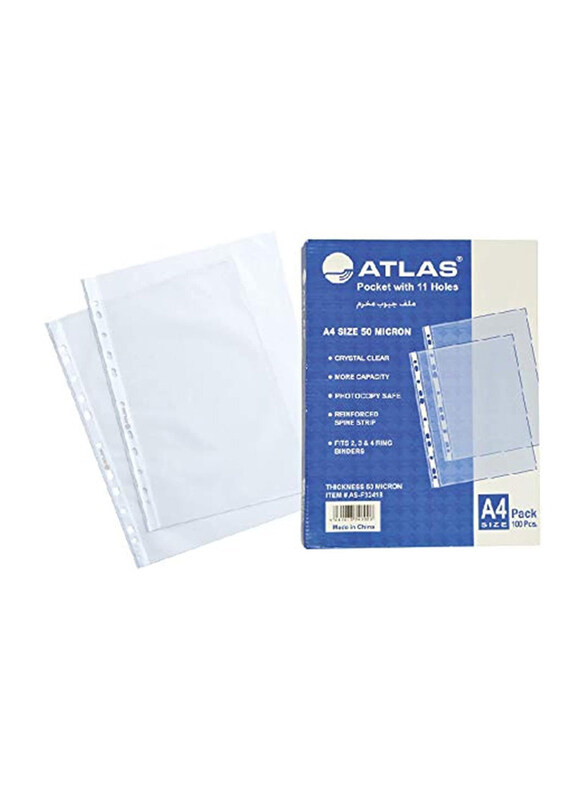 

Atlas PP 50m A4 Box Glass Pocket, Clear