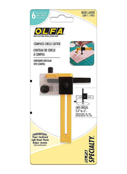 Olfa Safety Rotary Circle Compass Cutter Set with 5 Blades, CMP-1 15C, Yellow