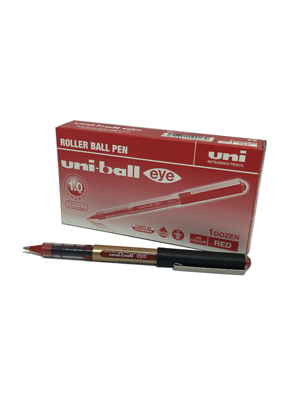 

Mitsubishi 12-Piece Uniball Eye Broad Roller Pen, 1.0mm, Red