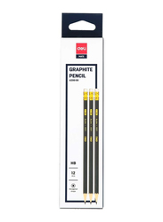 Deli EU20000 Graphite Pencil with Non-Toxic PVC-free Eraser, Black