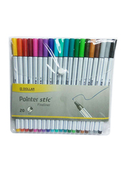 Dollar Fineliner Pointer Colors Wallet Stick, 20 Pieces, Assorted