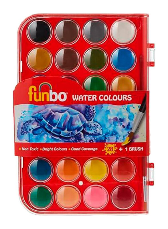 

Funbo Water Colour Cake with Brush, 28 Colours, Multicolour