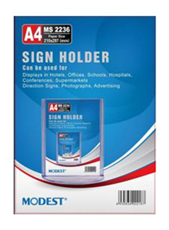 Modest A4 Portrait Sign Holder, 210x297mm, Clear