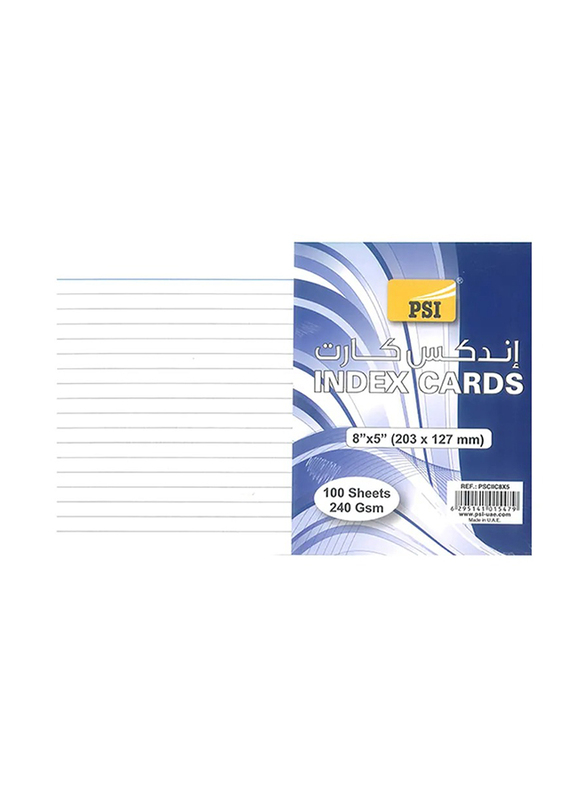 PSI Index Cards, 203 x 127mm, 100 Sheets, 240 GSM, Multicolour