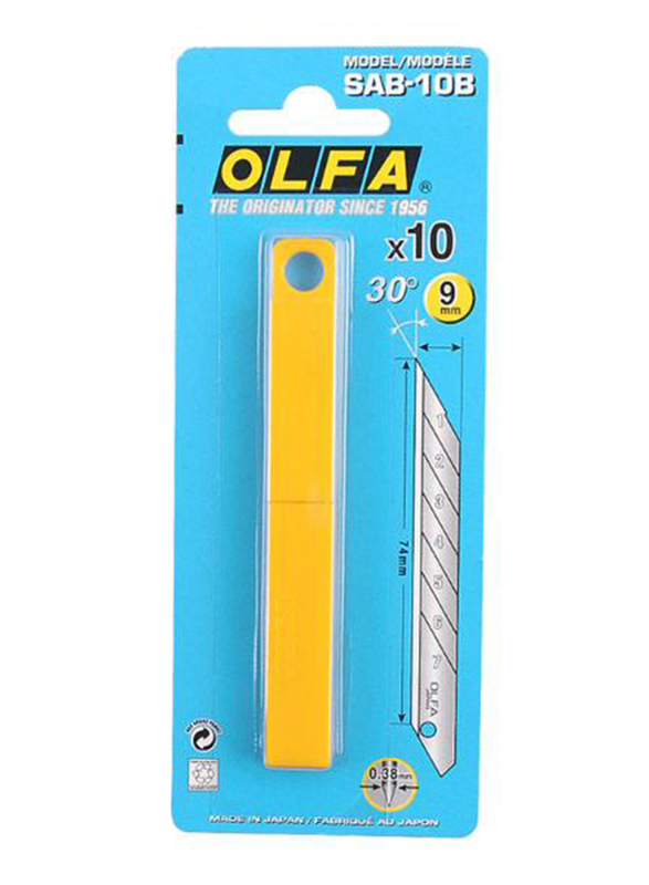 Olfa Standard Spare Blade, 10 Pieces, Yellow