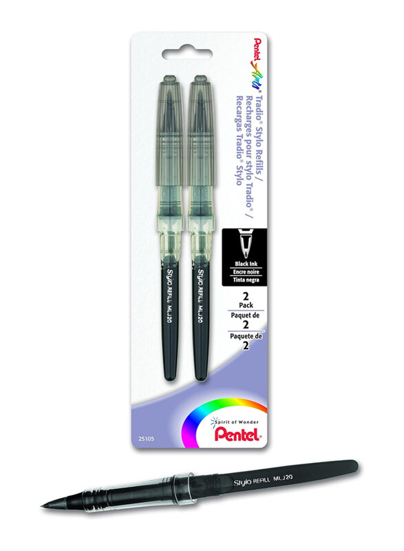 

Pentel 2-Piece Arts Tradio Stylo Sketch Pen Refill, Black