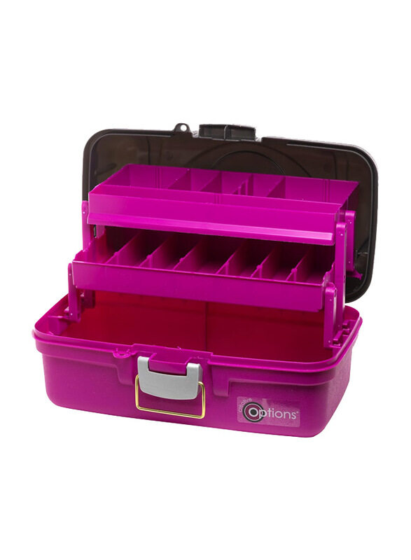 

Creative Options Organizer Box with Two Tray, Magenta/Grey
