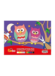 Funbo Construction Pad, 220gsm, A4, 50 Sheets, 15 Piece, Assorted Colours