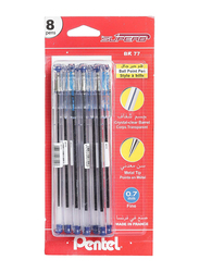 Pentel Ball 8-Pieces Point Pen Superb, 0.7mm Blister, Blue