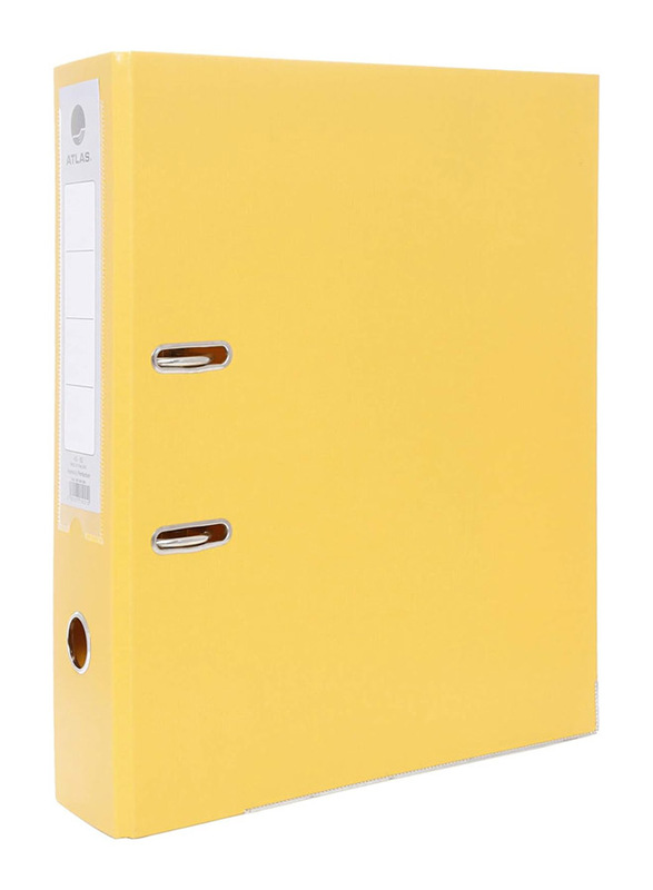 Atlas A4 Sheet Size PP Free Size 2 Ring Box File, 80mm, Yellow