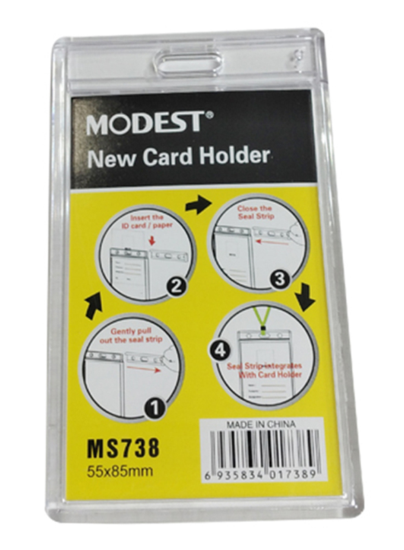 Modest Portrait New Card Holder with Lock, 55x85mm, Clear