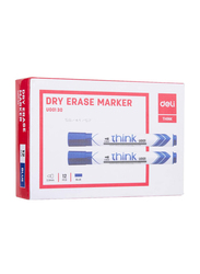 Deli 12-Piece EU00130 U001 Bullet Tip Dry Erase Marker, Blue