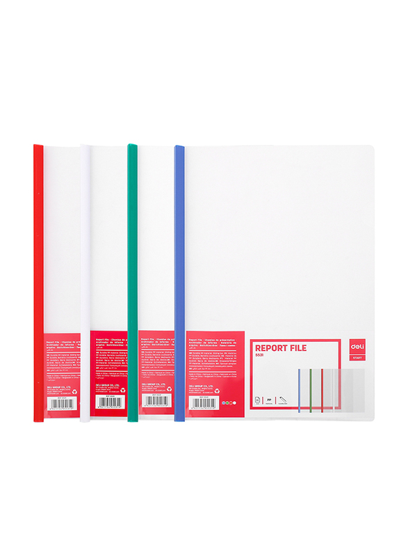 Deli A4 10mm Report File, 5 Pieces, Assorted
