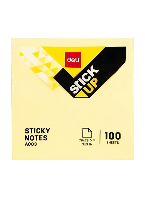 Deli Stick Up Sticky Notes, 100 Sheets, Yellow