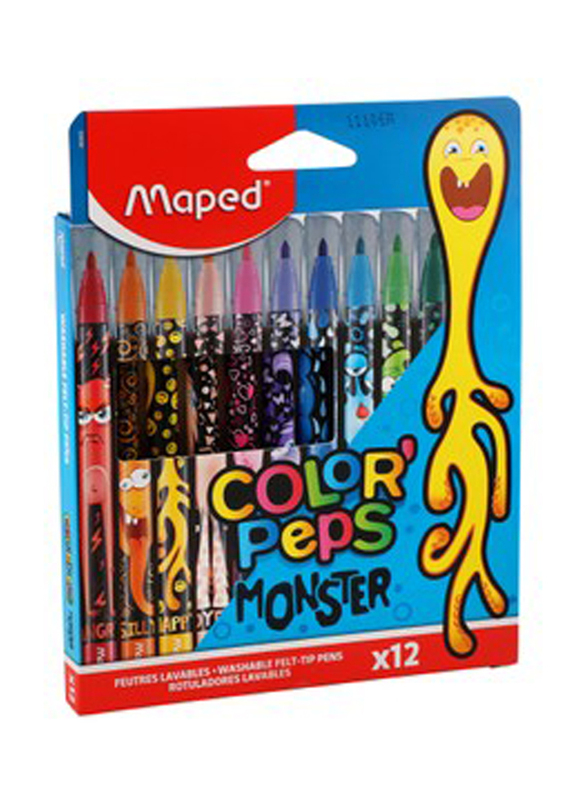Maped Colour Peps FeltTip Monster, 12 Pieces, Multicolour
