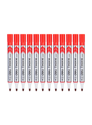 Deli 12-Piece EU00140 U001 Bullet Tip Dry Erase Marker, Red