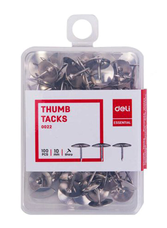 

Deli Thumb Tack, 10mm, 100 Pieces, Silver