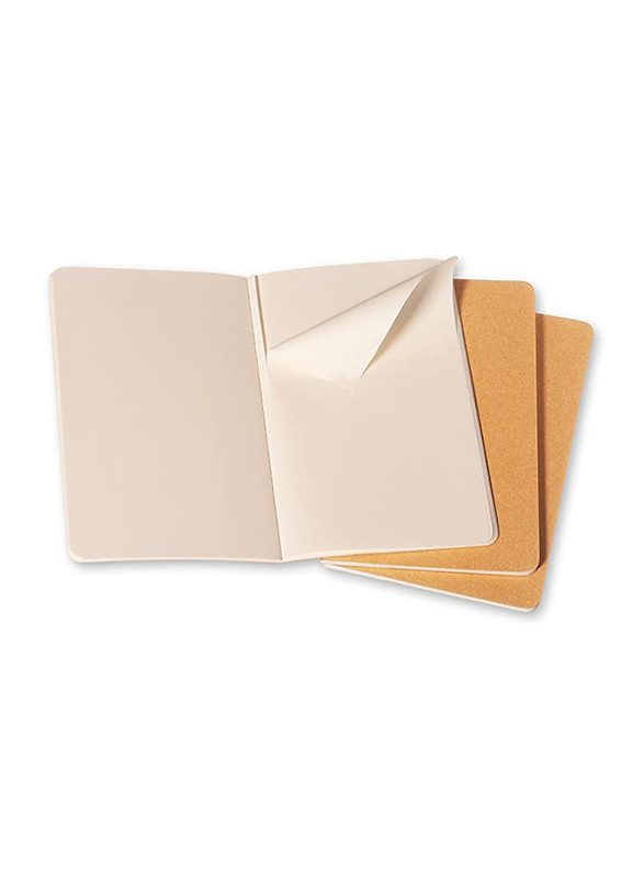 Moleskine Cahier Journal Notebooks with Plain Pages, Cardboard Cover & Visible Cotton Stitching, 9 x 14cm, 64 Sheets, 3 Pieces, S04940, Brown