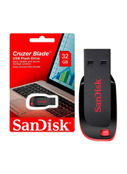 SanDisk 32GB Cruzer Blade USB 2.0 Flash Drive, Black/Red