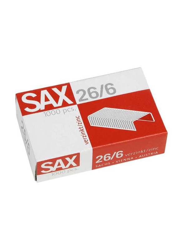 Sax 26/6 6mm Staples Set, 1000 Piece, Silver