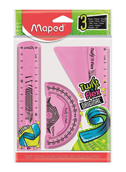 Maped 3 Piece Ruler 15cm Twist n Flex Set, Pink