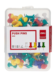 Deli Essential Push Pins, 23mm, 100 Pieces, Multicolour