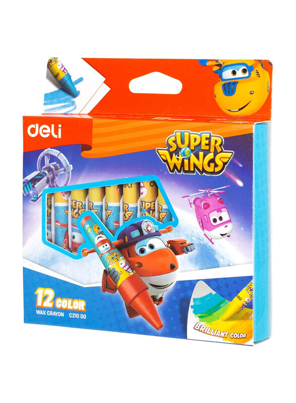 Deli EC21000 Superwing Wax Crayon, 12 Colors, Multicolour