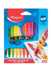 Maped Colour Peps Twistable Crayons, 12 Colours, Multicolour