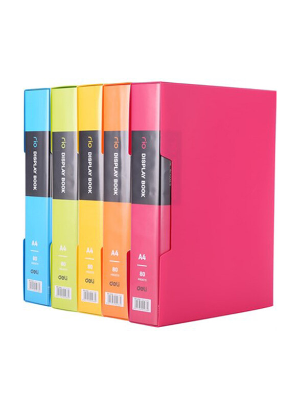 Deli A4 Rio Display Book, 80 Pockets, Assorted