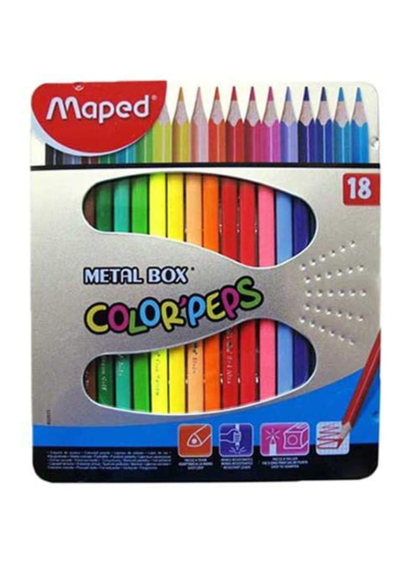 Maped 18-Piece Colour Peps Metal Case Colour Pencil Set, MD-832015, Multicolour