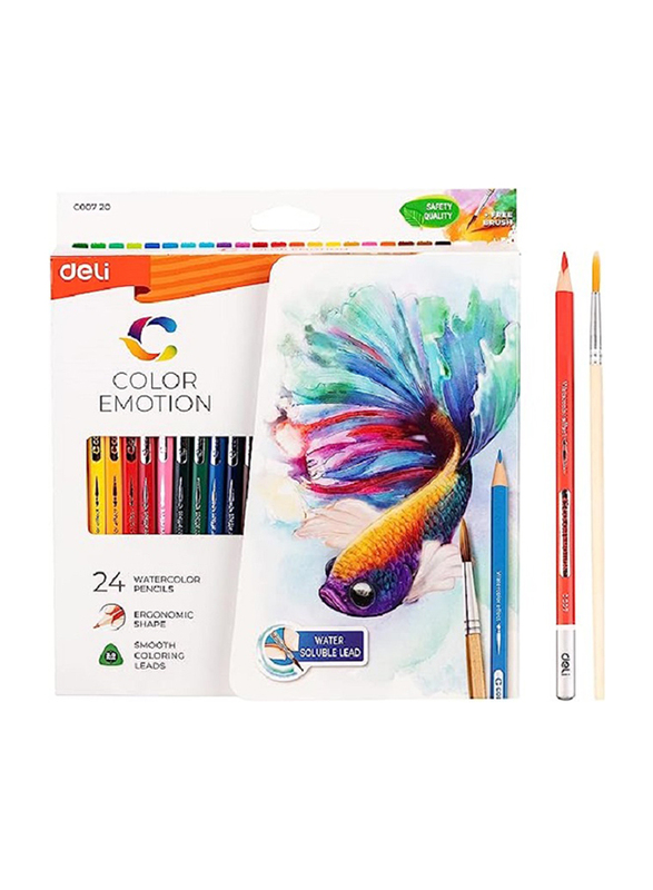 Deli Emotion Water Color Pencil, 24 Piece, Multicolour