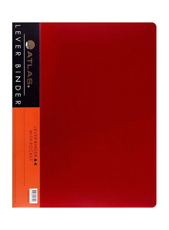 

Atlas A4 Red Lever Binder with Pocket, Red