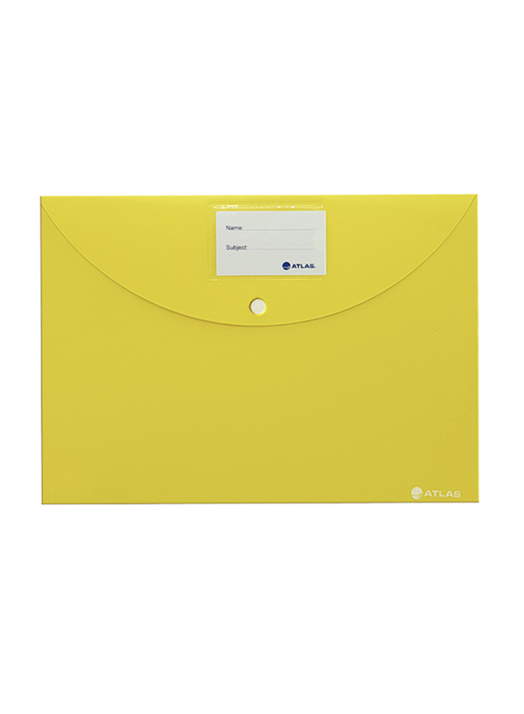 Atlas Document Bag with Card and Button, Opaque Yellow