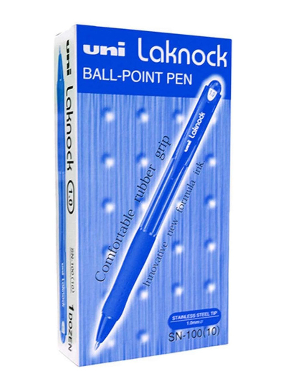 Uniball 12-Piece Laknock Ballpoint Pen, 1mm, SN100M-BE-12, Blue