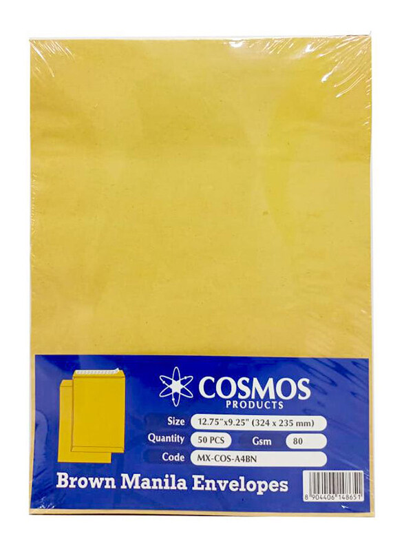 

Cosmos Peel & Seal Envelope, 50 Pieces, 80 GSM, A4 Size, 12.75 x 9.25 Inch, Brown