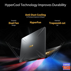 Asus TUF Gaming Laptop, 15.6 inch FHD Display, AMD Ryzen 7 3750H 2.3GHz, 512GB SSD, 16GB RAM, Nvidia GTX 1650 4GB Graphics, Backlit EN KB, Win 10, FX505DT, Gunmetal Black