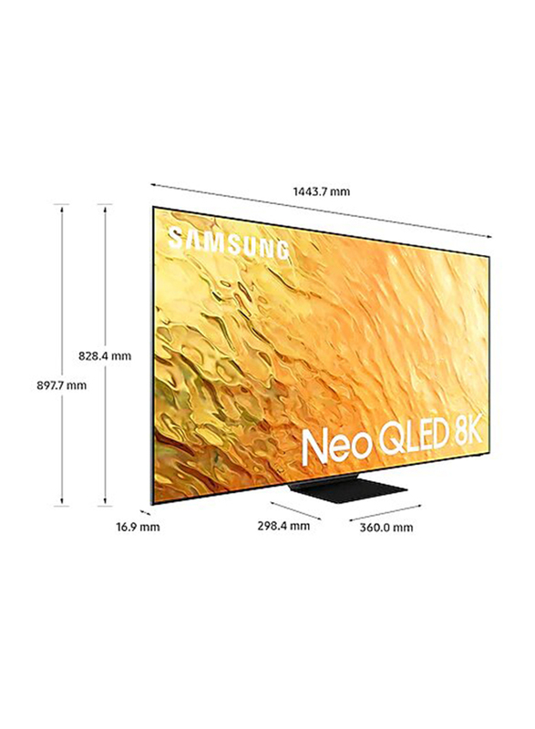 Samsung 85-Inch QN800B 2022 Neo 8K QLED Smart TV with 8 Speakers, QA85QN800BUXZN, Black