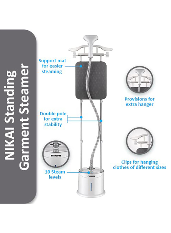 Nikai Garment Steamer with Iron Board 10 Stages, 2000W, NGS892AB, Silver/Grey