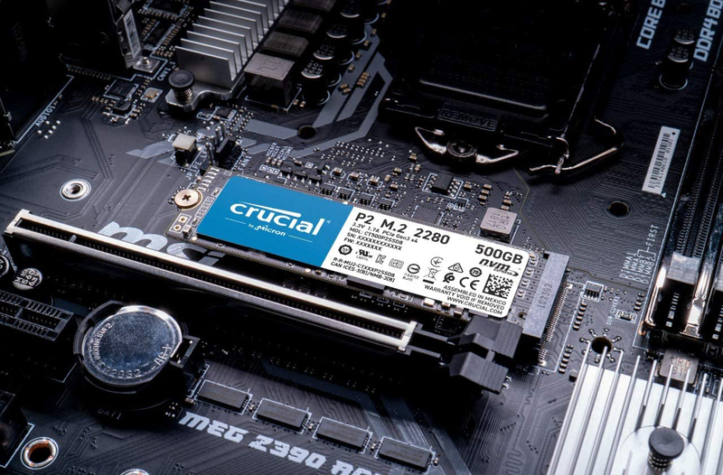 Crucial 500GB P2 3D NAND NVMe PCIe M.2 Internal SSD with Up to 2400 MB/s for PC/Laptop, CT500P2SSD8, Blue