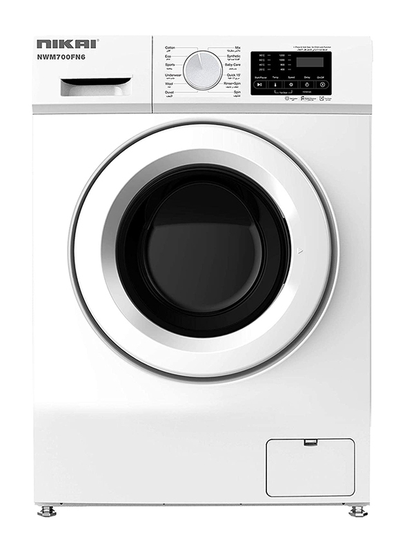 Nikai 7kg Fully Automatic Front Loading Washing Machine, NWM700FN6, White