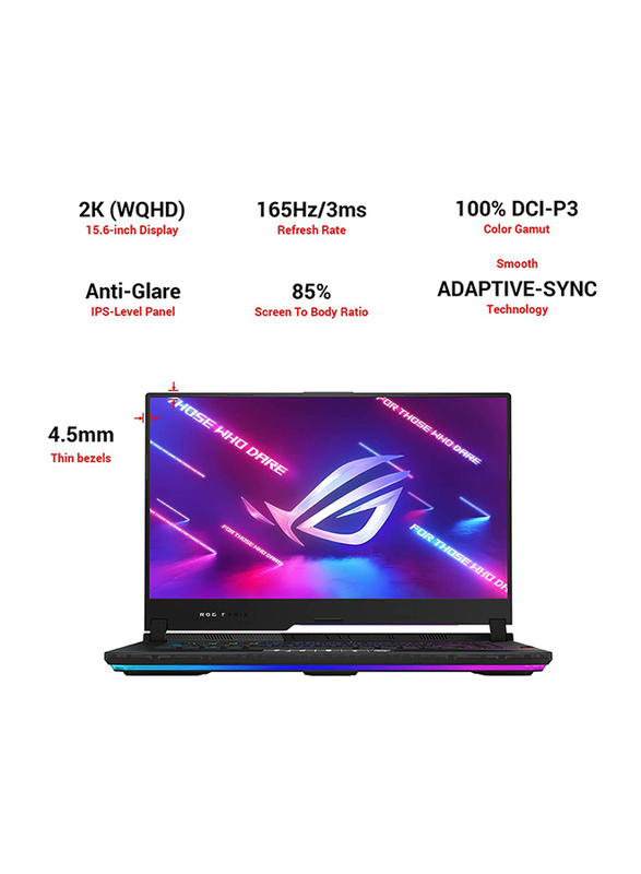 Asus Rog Strix G533QS Gaming Laptop, 15.6 inch WQHD (2560 x 1440), AMD Ryzen 9 5900HX 3.2GHz, 2TB SSD, 32GB RAM, Nvidia RTX 3080 16GB, FreeDOS, Black