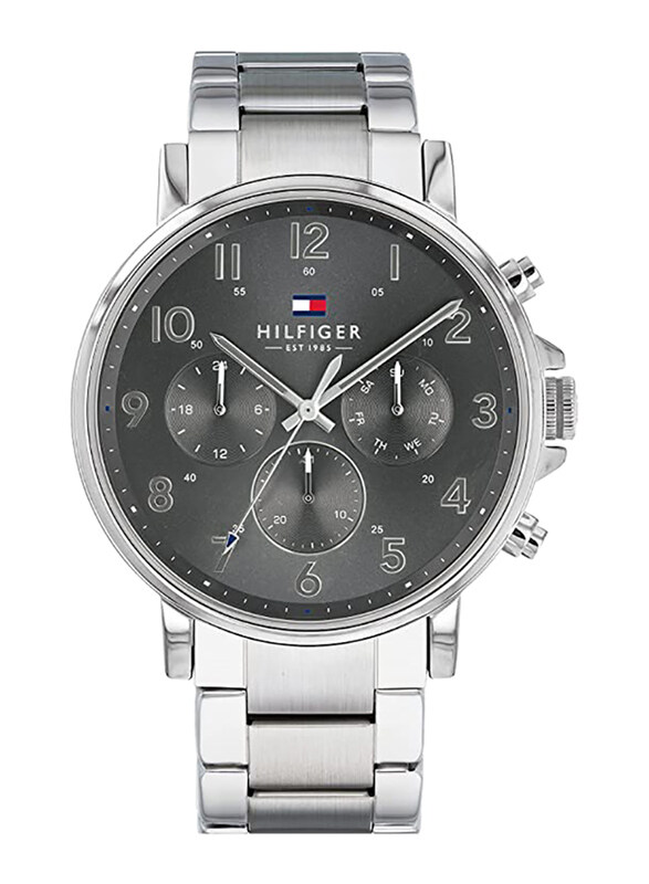 

Tommy Hilfiger Analog Watch for Men with Stainless Steel Band, Water Resistant and Chronograph, 1710382, Silver-Grey