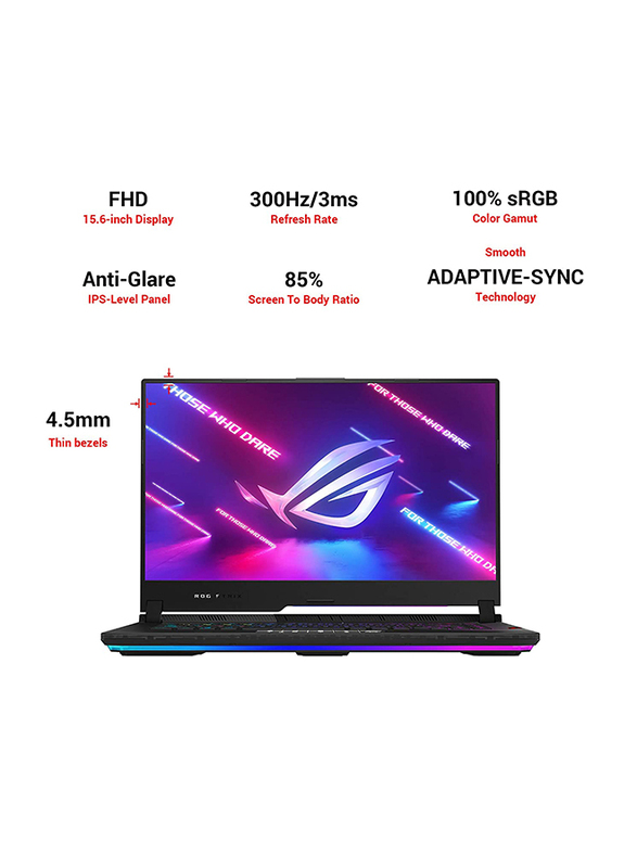 Asus Rog Strix G533QS Gaming Laptop, 15.6 inch WQHD (2560 x 1440), AMD Ryzen 9 5900HX 3.2GHz, 2TB SSD, 32GB RAM, Nvidia RTX 3080 16GB, FreeDOS, Black