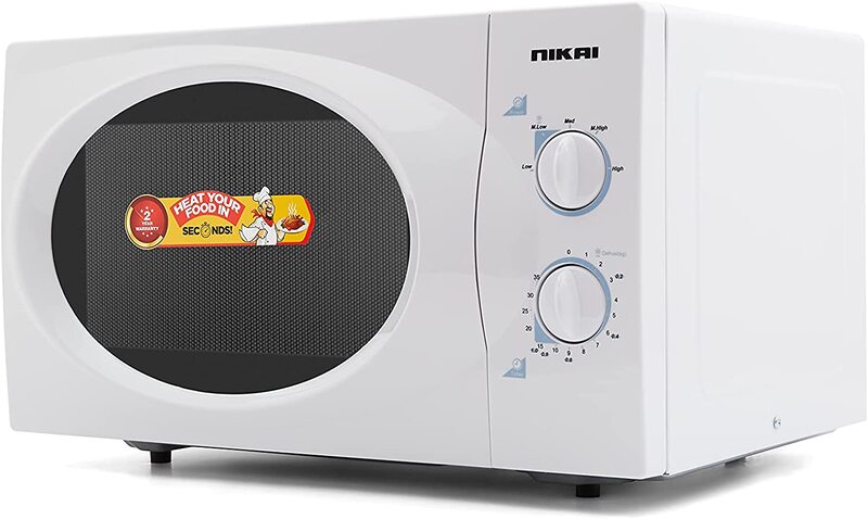 Nikai 23L Electric Microwave Oven with Defrost Setting, 800W, NMO2309MW, White