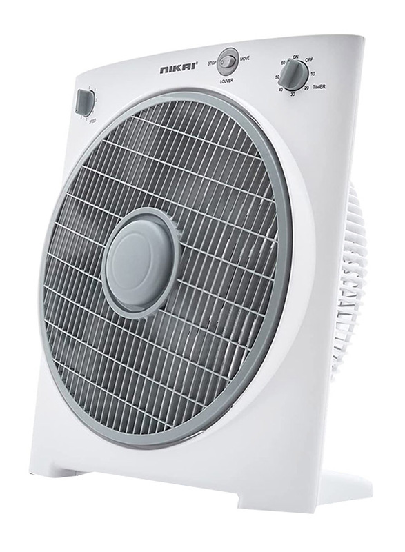 Nikai Electric Box Fan, 45W, 12-inch, NF755N2, White/Grey