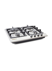 Nikai 4 Burner Stainless Steel Built-In Gas Hob with Auto ignition, NGH3005N, Silver