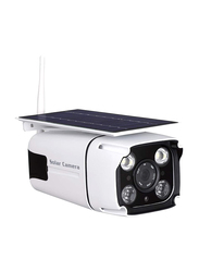 Crony Wireless Rechargeable Battery Solar Powered Outdoor Wi-Fi Security Camera, 1080P, White