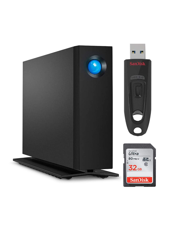 LaCie 8TB HDD D2 Professional External Hard Drive, USB 3.0, for Mac/PC Desktop with 32GB Storage Bundle, STHA8000800, Black