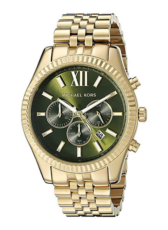 

Michael Kors Analog Watch for Men with Stainless Steel Band, Water Resistant and Chronograph, MK8446, Gold-Green